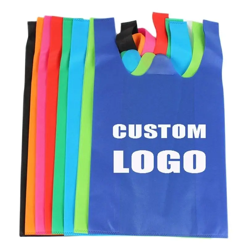 20/50pcs Non Woven Fabric Shopping Bag For Small Wholesale Businesses Vest Bag Customizable LOGO Reusable Cloth Tote Packing