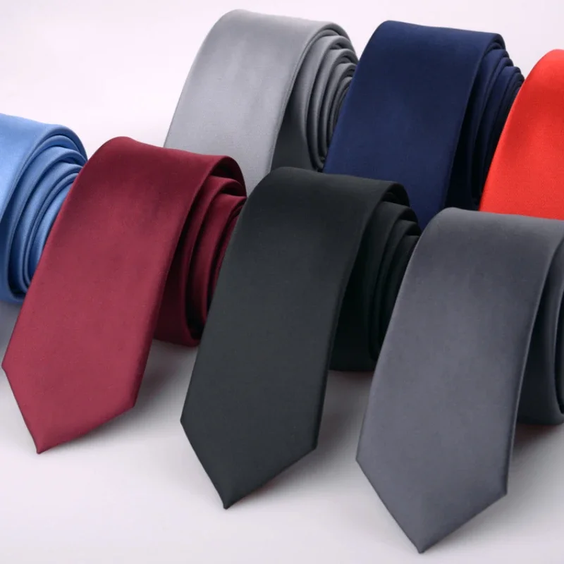 Solid Color Narrow Edition Smooth Tie for Men's New Product Formal Polyester Silk Casual Fashion Hand Tie Wedding Suits Cravate