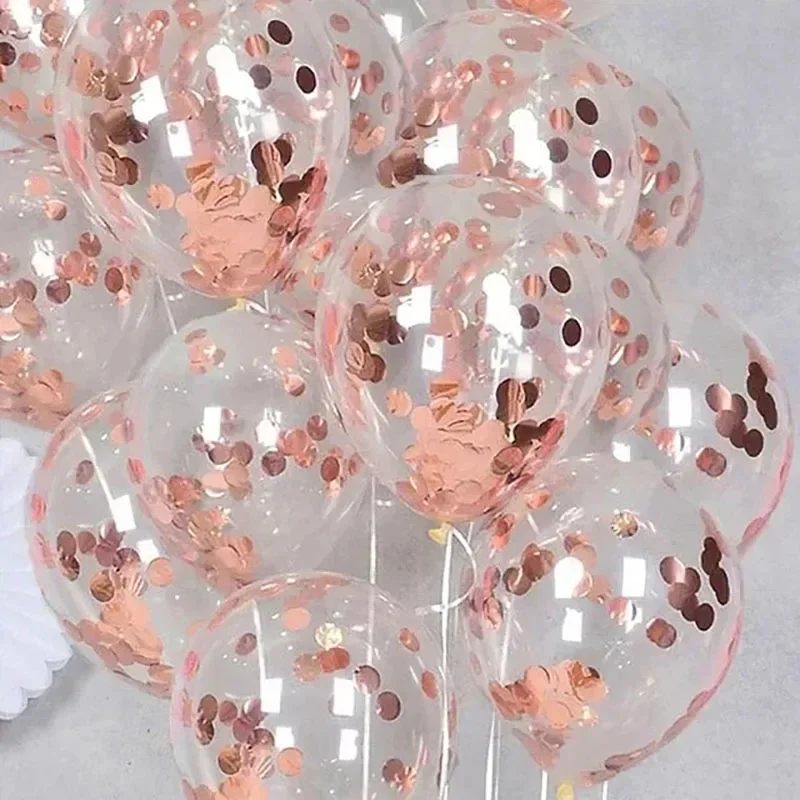 20 Stück Roségold-Konfetti-Latexballons, 30,5 cm, goldene Luftballons mit goldenen Papierpunkten für Abschlussfeier, Hochzeit, Geburtstag, Babyparty