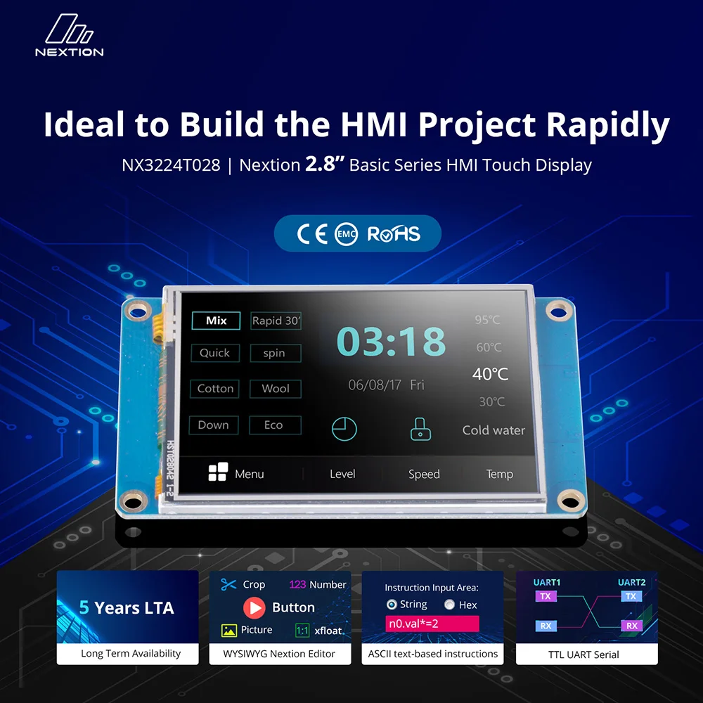 Nextion NX3224T028 - 2.8'' HMI Intelligent Touch Display TFT LCD Module 4-wire Resistive Touch Panel For Arduino Developer