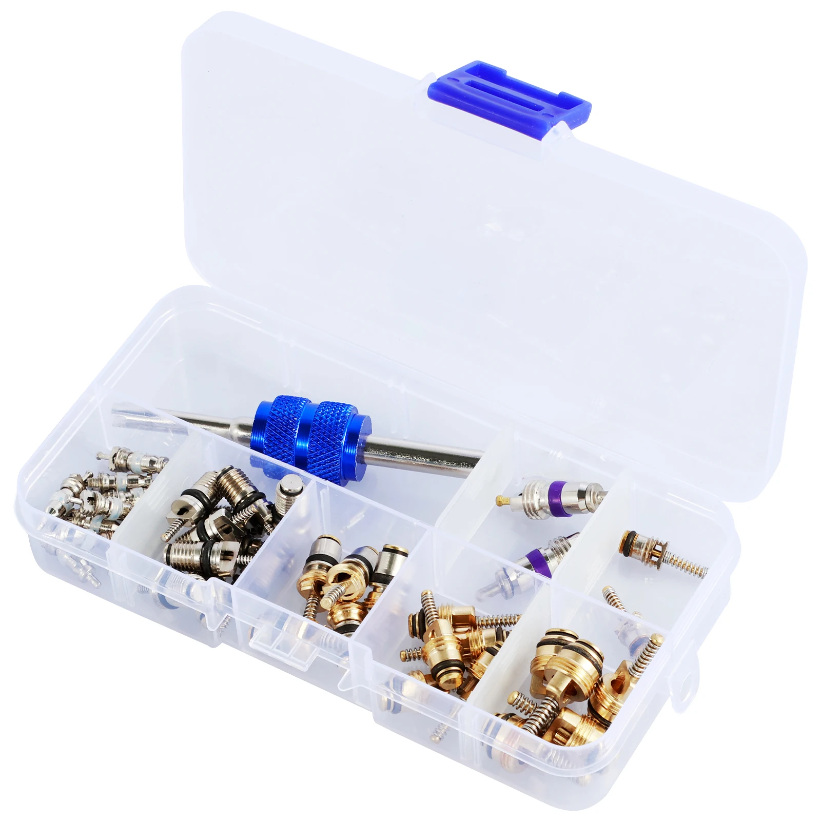 

40Pcs AC Valve Core Kit R12 R134a Car Air Conditioner Valve Core Accessories Portable Refrigeration Tire Valve Stem Core