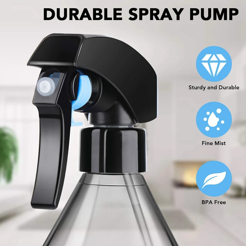 Plastic Spray Bottles For Cleaning Solutions,10OZ Reusable Empty Container With Durable Black Trigger Sprayer, 15Pack image 5