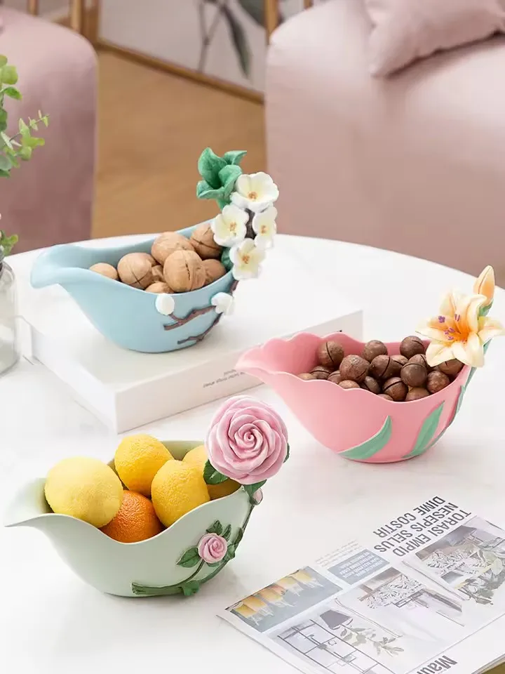 

3 Style Flower Storage Box Statue Creative Figurine Sculpture Key Candy Container Home Table Decoration Gift