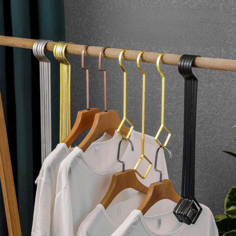 New Diamond Shaped Hook Hangers Clothing Shops Display Rack Hats Scarf Bags Pants Hanging Storage Extended Metal Shelf Decor