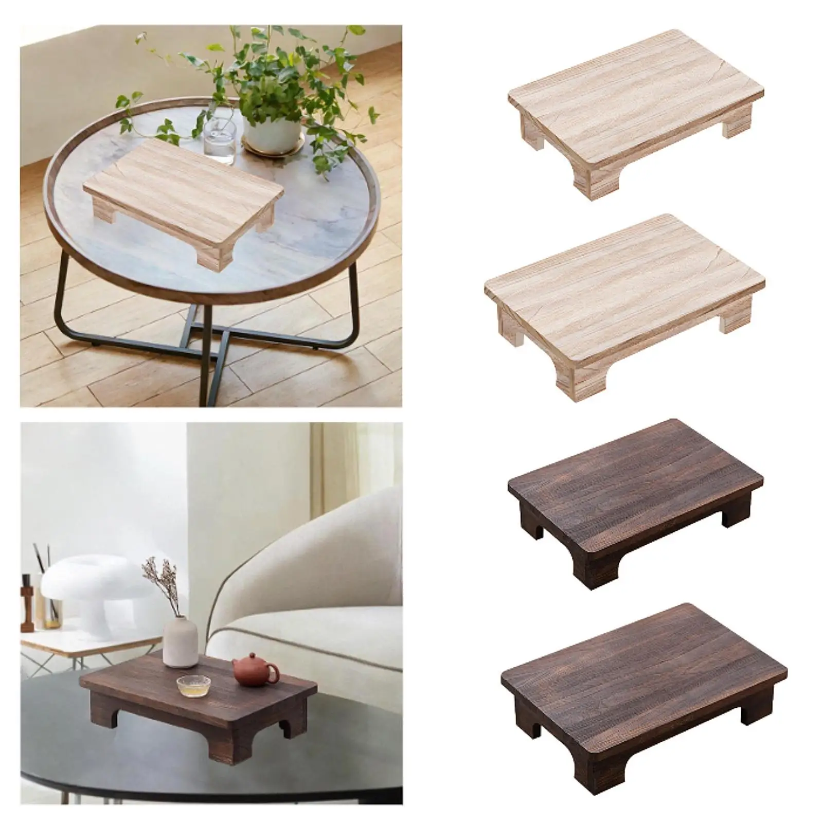 

Wood Low Coffee Table Space-Saving Design for Balcony And Living Room