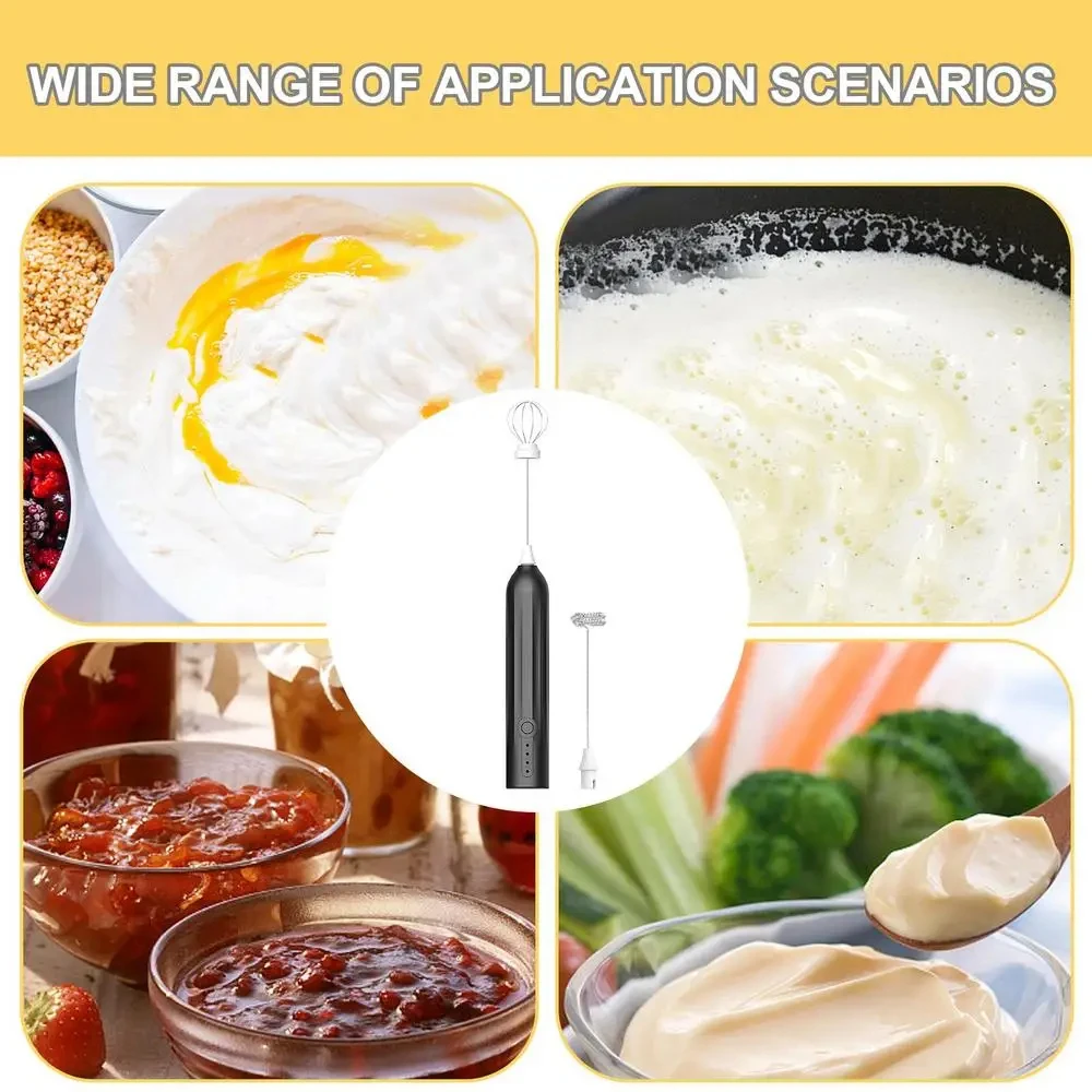 3-Speed Rechargeable Electric Milk Foam Machine Coffee Mixer Handheld Egg Beater Kitchen Cream Mixer view 3