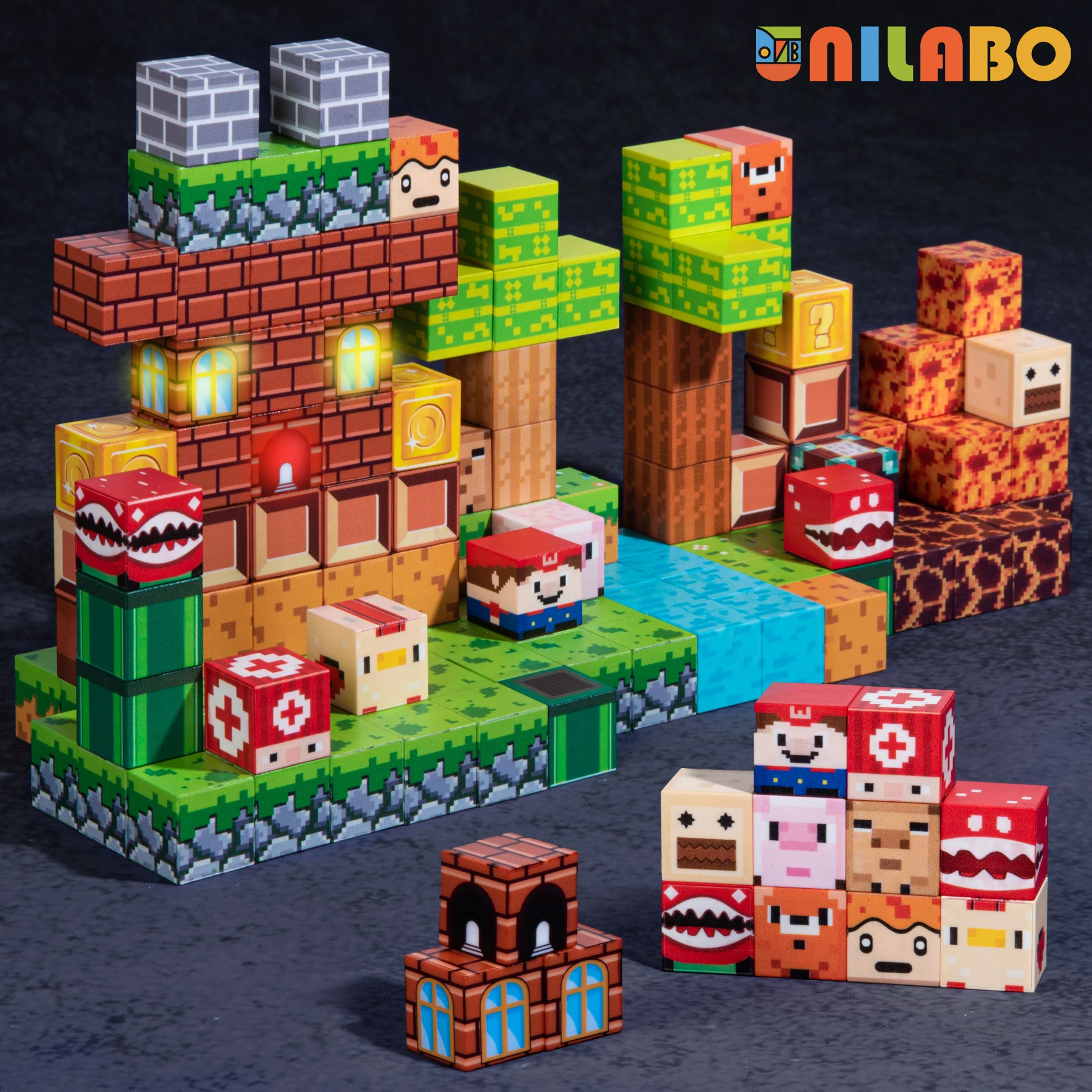 Unilabo 137 قطعة مكعبات بناء مغناطيسية مضيئة، ألعاب لعبة الجذعية المحدثة Super Bro 2025، هدايا عيد الميلاد للأطفال 3+