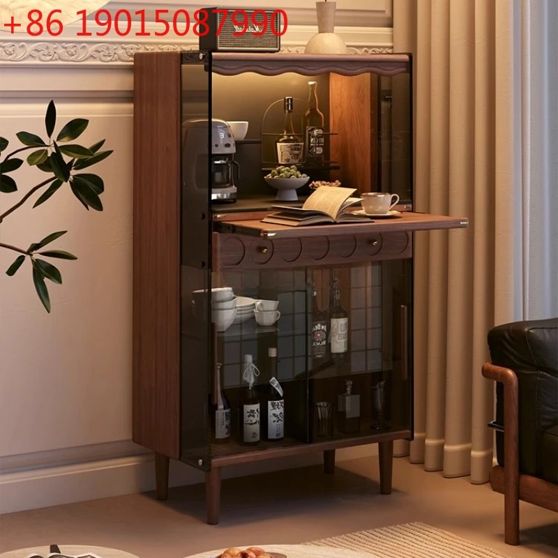 

Североамериканский обеденный боковой шкаф из массива черного ореха, антикварный настенный шкафчик для гостиной