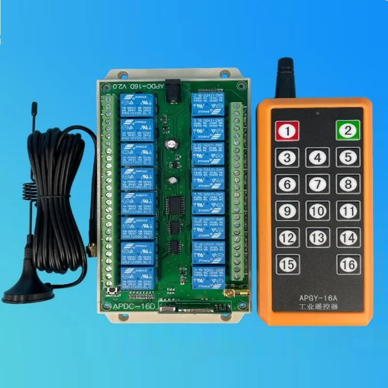 500-2000M Long Range DC12V 24V 16CH Radio Controller RF Wireless Remote Control Switch System  Transmitter + Receiver