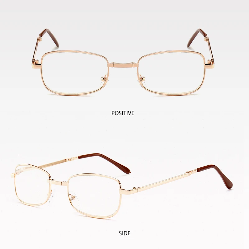 Folding Reading Glasses with Leather Box Unisex Collapsible Metal Lenses Bifocal 4 In 1 Eyewear Anti-blue Light Diopter Glasses