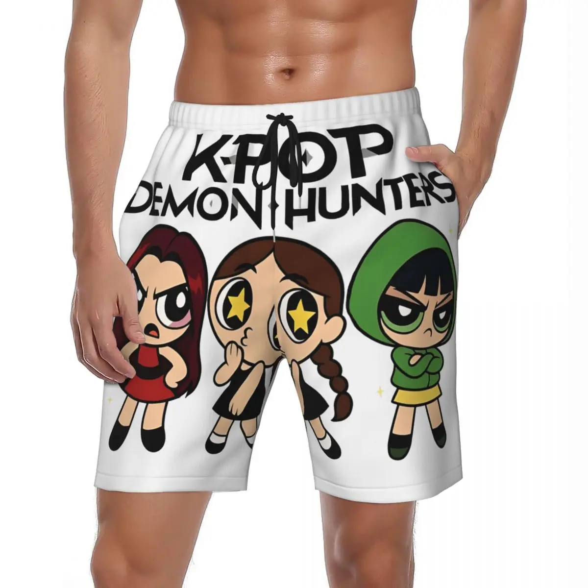 

Купальный костюм Demon Hunters Huntrix Board шорты летние шорты Powerpuff для девочек версия повседневные пляжные шорты мужские плавки для серфинга