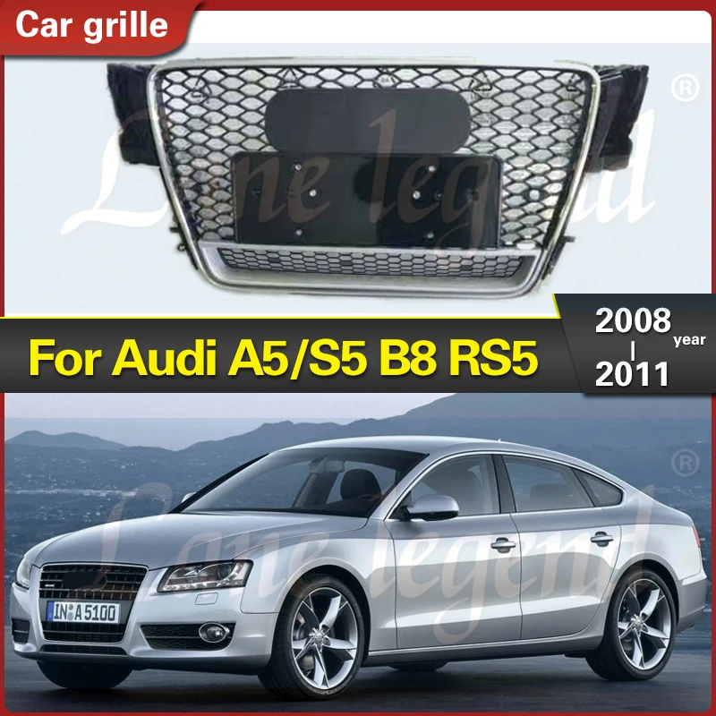 

Grille Racing Grill For Audi A5/S5 B8 2008 2009 2010 2011 Car Front Bumper Hood Mesh Grid W/ Insect Proof Cover For RS5 Style