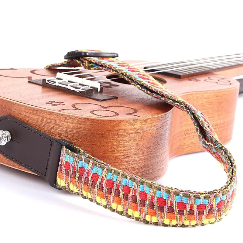 136cm Guitar Strap With Adjsutable Buckle Rainbow Ukulele Shoulder Strap Diagonal Span Accessories For Guitar Ukulele Banjo