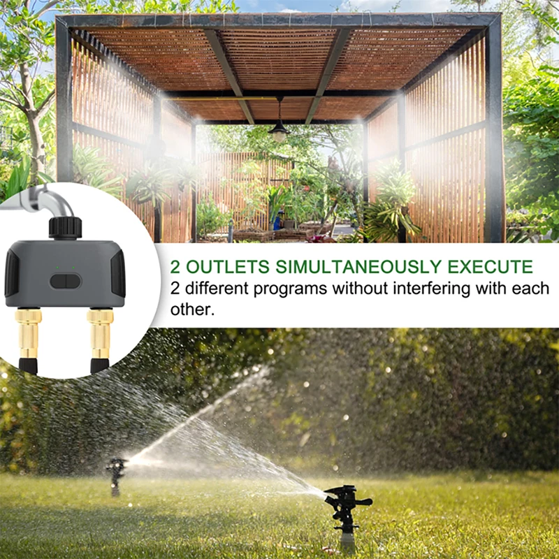 Tuya 2-Port Smart Hose Watering Timer with Wi-Fi Hub, Compatible With Alexa, Smart Life