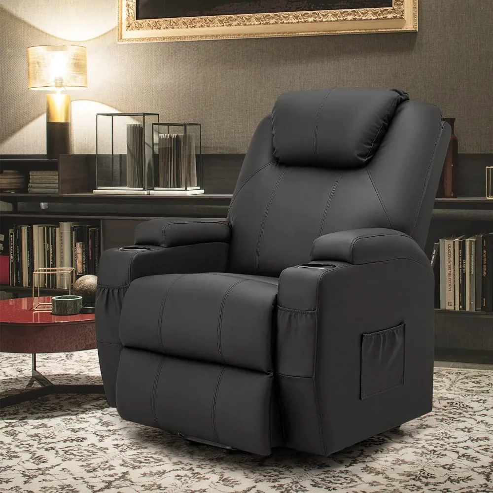 Fauteuil inclinable en cuir avec télécommande et fonction de massage, fauteuil de levage électrique, canapé de salon, noir, valide