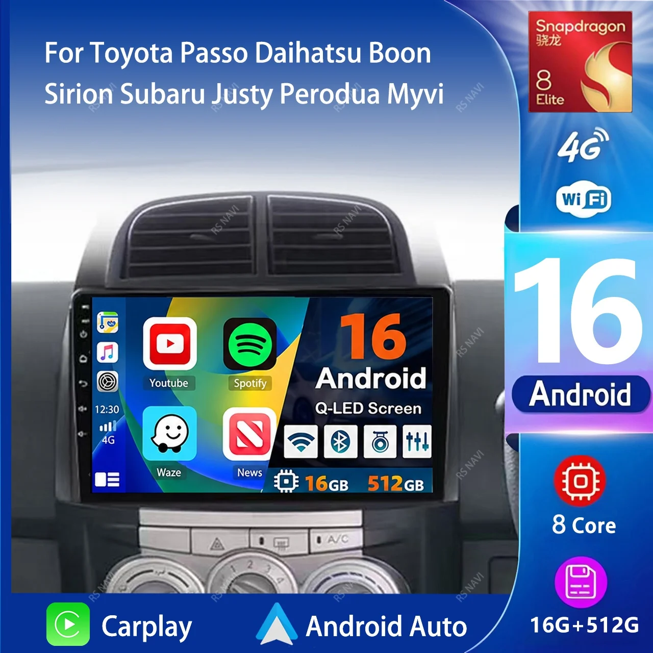 Android 16 Carplay Auto 2K Screen Car Radio Multimedia GPS Player For Toyota Passo Daihatsu Boon Sirion Subaru Autoradio Stereo