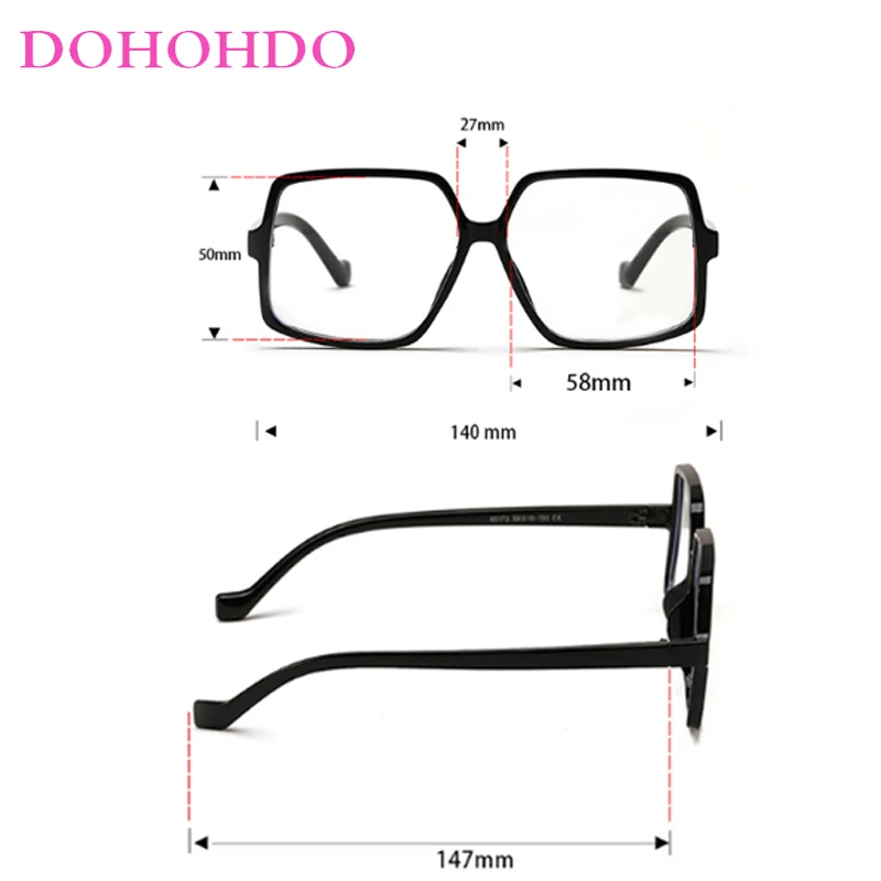 DOHOHDO Fashion Square Optical Glasses Frames Women Men Oversized Clear Lens Anti Blue Light Eyeglasses Brand Designer Eyewear