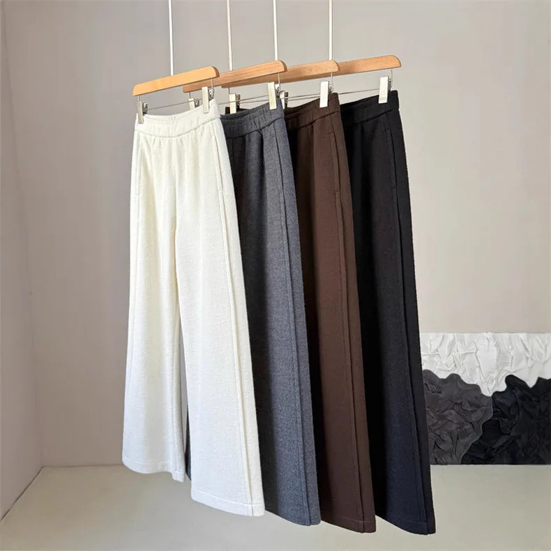

High Waist Straight Leg Casual Pants Wool Blend Cosite Jin Import Soft Texture Comfortable Fit Ladies Faion Autumn Wear