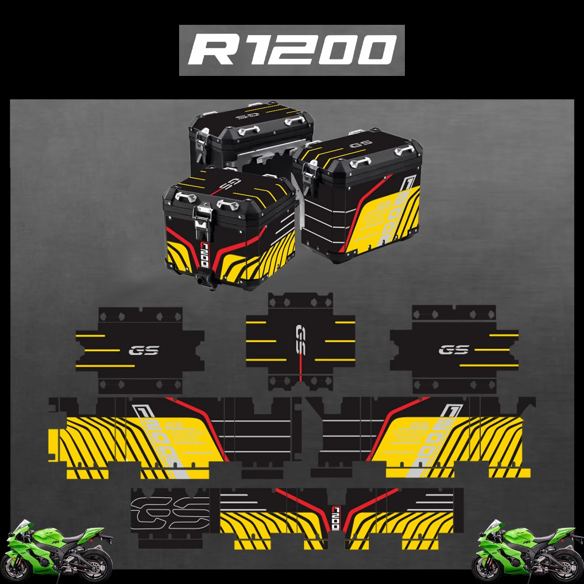 

Для BMW R1200GS R1200 GS R 1200 GS 2019-2023 Adventure Светоотражающая наклейка Набор протекторов Декоративная наклейка Алюминиевая коробка