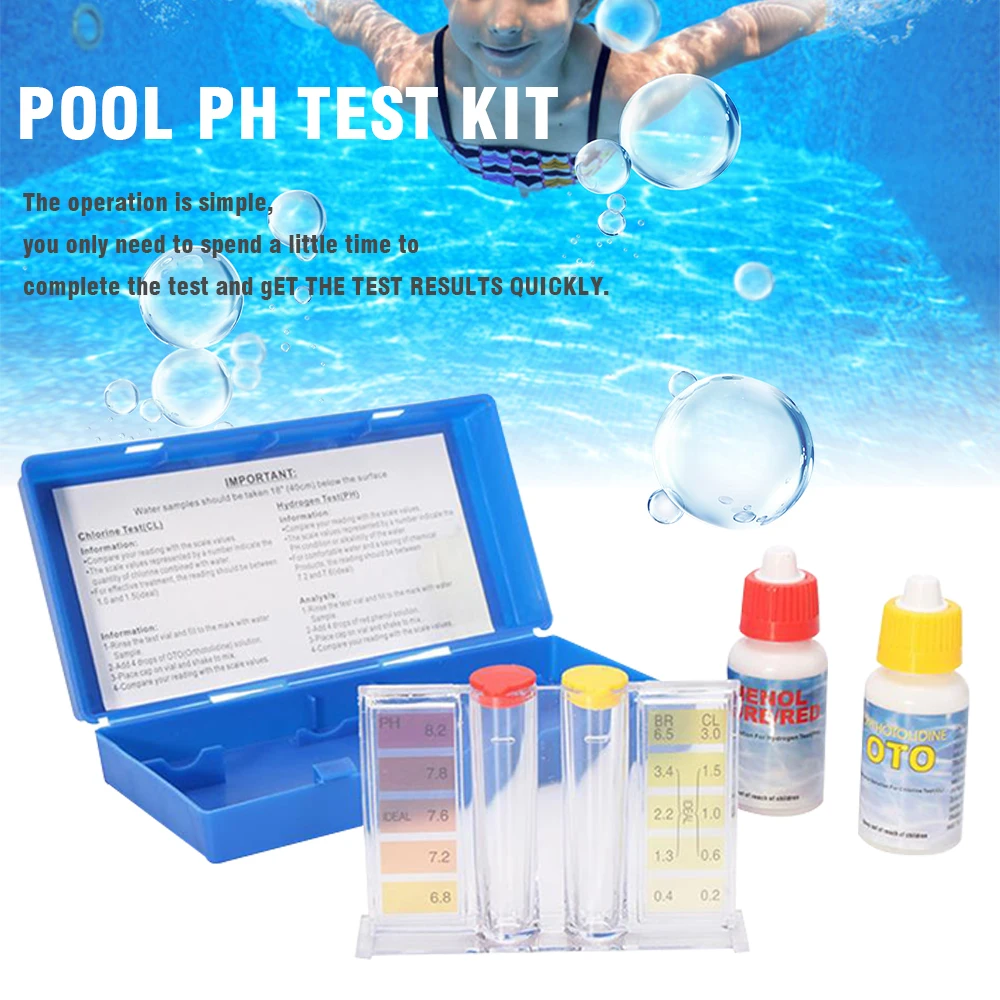 PH Chlorine Water Test Kit Tester Hydrotool Testing Kit Swimming Pool Water Alkalinity Test Hydroponics Aquarium Accessories