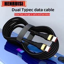 Cable tipo C de carga rápida para móvil, Cable de datos de 120W para Huawei, iPhone 15 Pro Max, Xiaomi Oneplus, OPPO PD, 0,25 M, 1M, 1,5 M, 2M