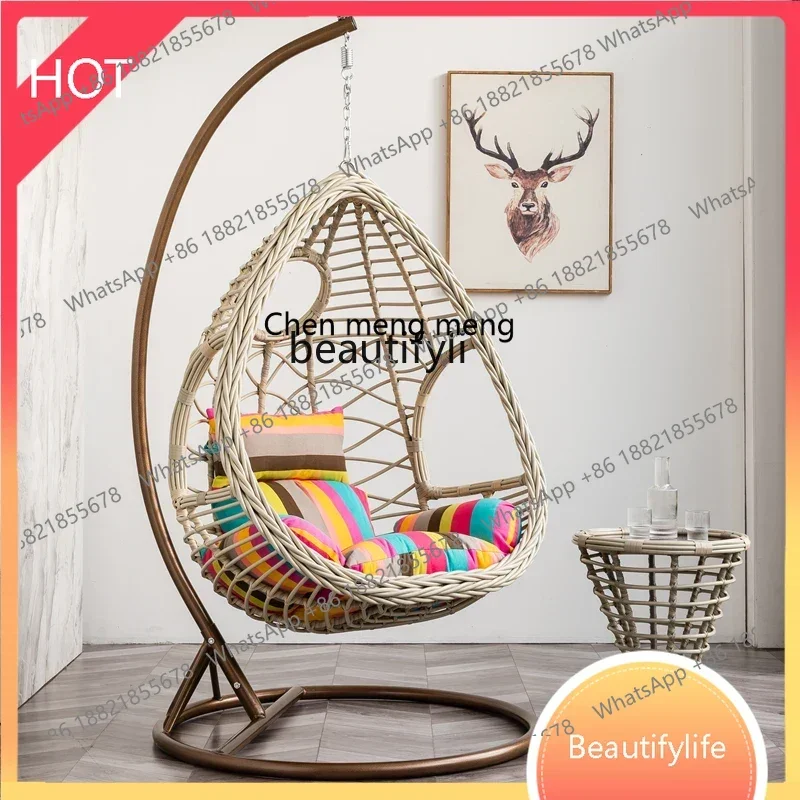 

Hanging Basket Rattan Chair Indoor Adult Single European Style Balcony Swing Cradle Chair Home Chlorophytum Chair