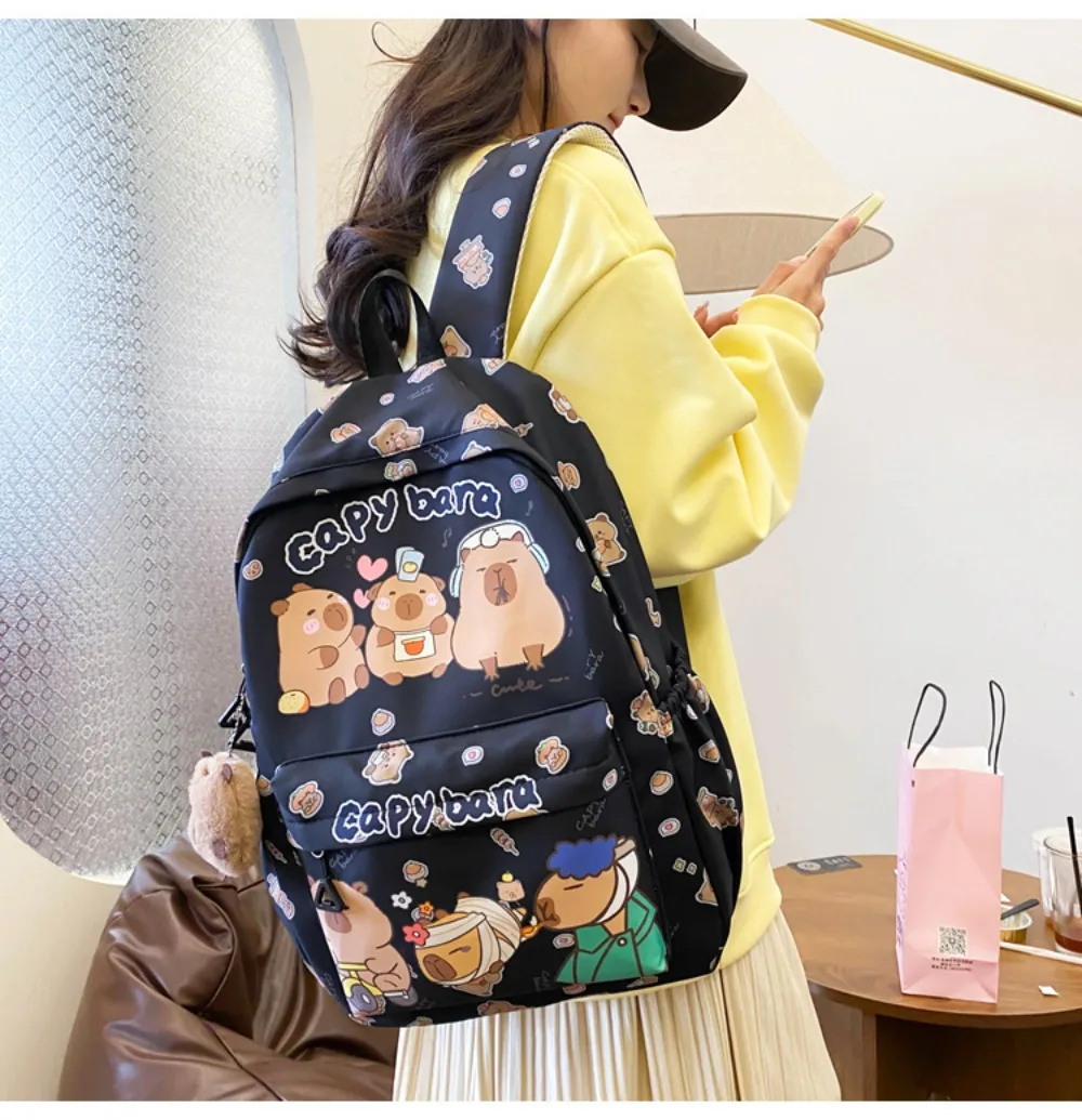 Cute Large Capacity Capybara Backpack Breathable Cartoon Student Schoolbag Nylon Ultra-light Book Bag