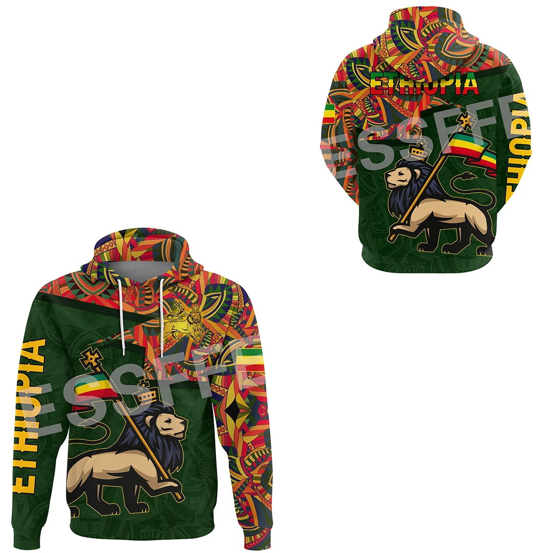 Africa Country Flag Lion Ethiopia Church Reggae Tribel Tattoo Streetwear Tracksuit 3DPrint Unisex Casual Funny Jacket Hoodies 8X