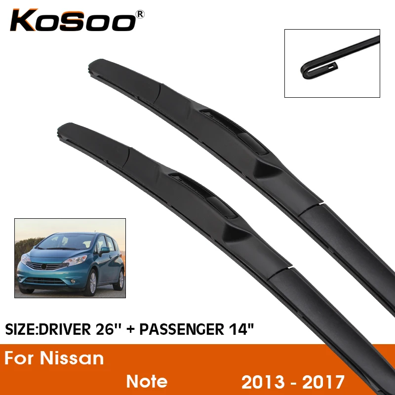 

Car Wiper Blade For Nissan Note 2013-2017 Windshield Rubber Silicon Refill Front Window Wiper 26"+14" LHD RHD Auto Accessories