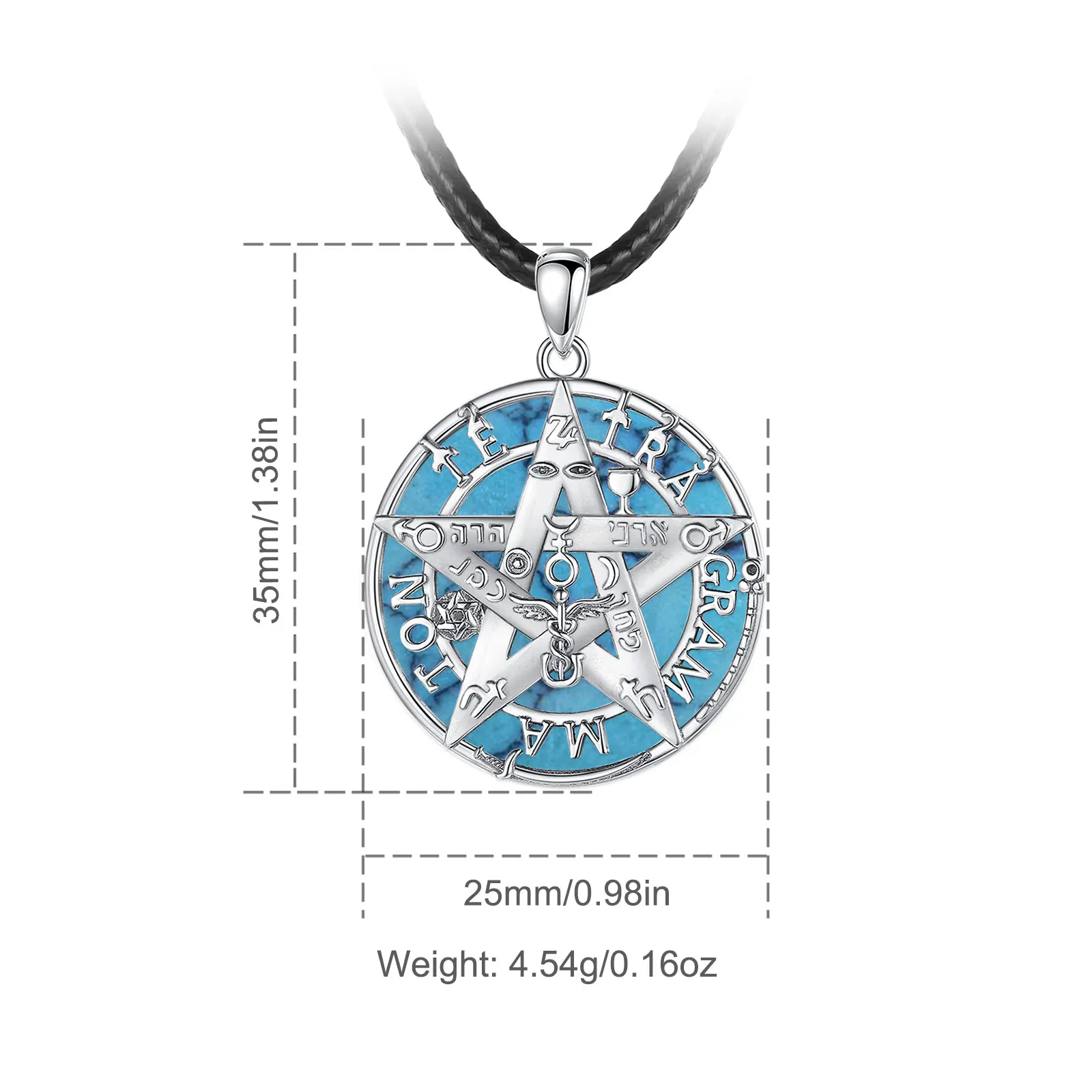 Eudora 925 Sterling Silver Tetragrammaton pentagramma collana colore Shell Malachite amuleto ciondolo 4 colori uomo donna gioielli regalo