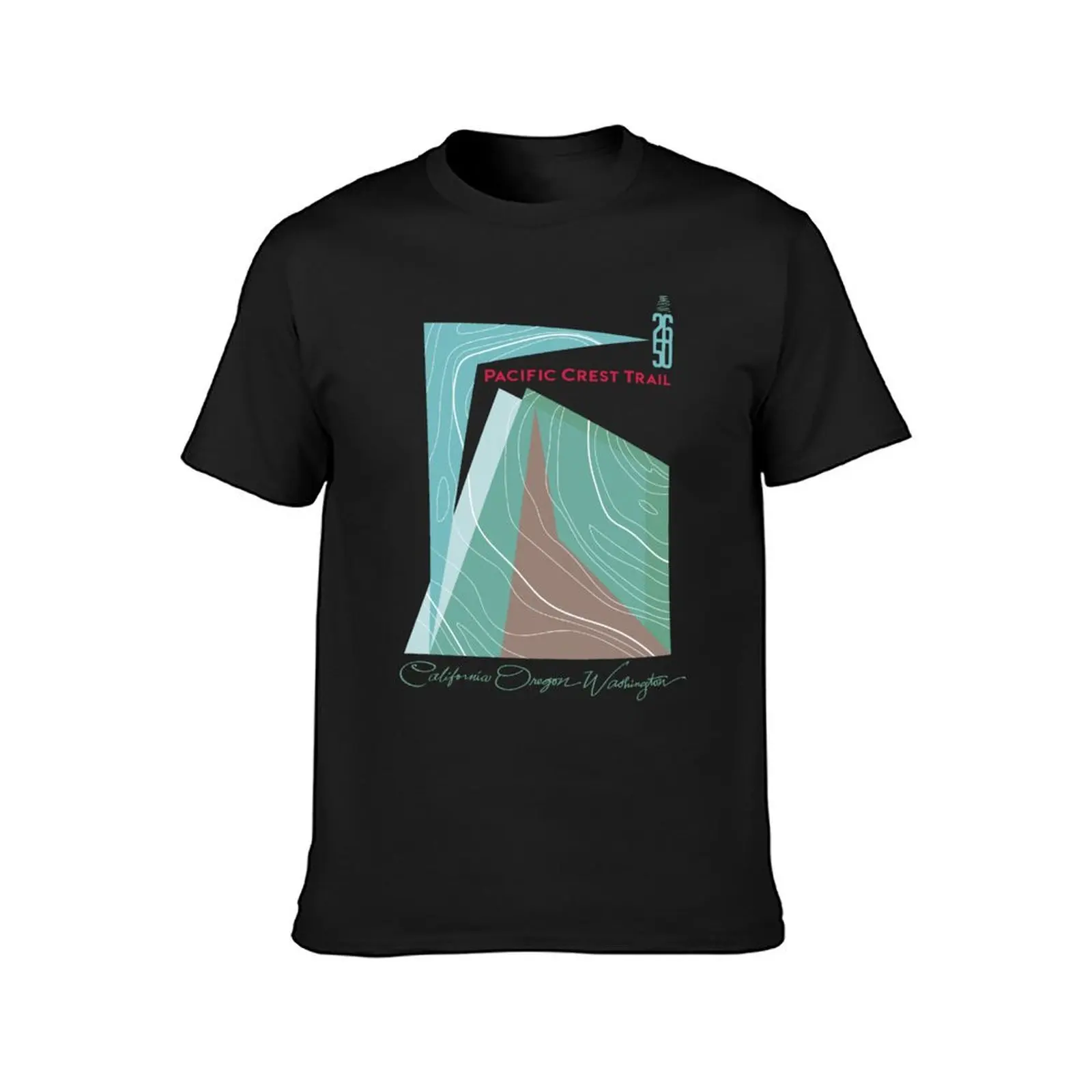 Pacific Crest Trail 2650 Mile Topo Mountains T-Shirt oversized shirts graphic tees sublime men clothing