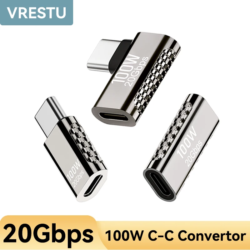 Conector de carga USB 3,2 PD 100W 8K @ 60Hz 4K para Macbook 20Gbps, adaptador de ángulo recto macho a hembra de alta velocidad USBC OTG en forma de L