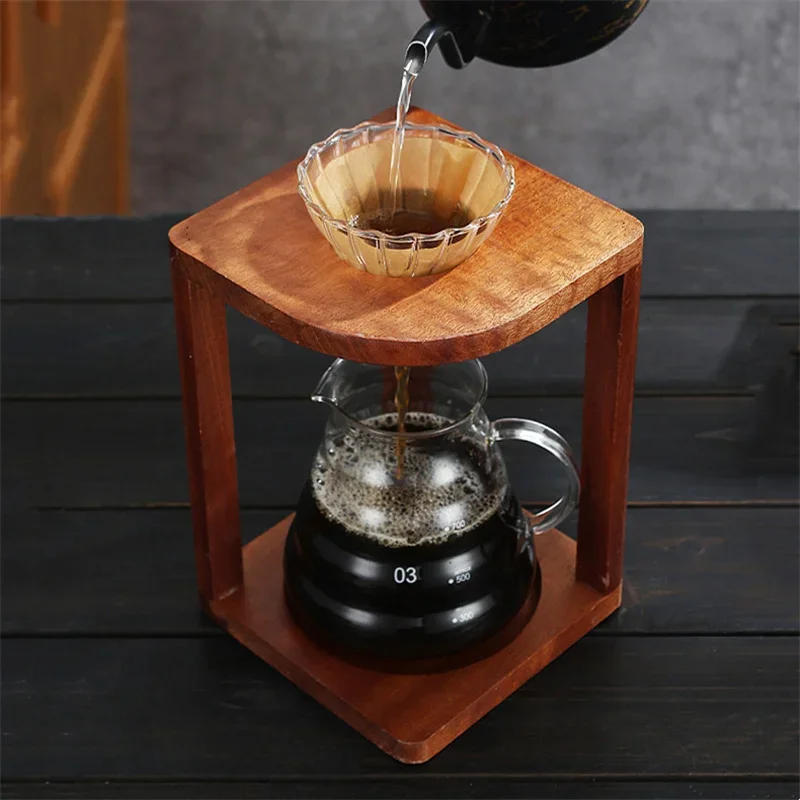 Coffee Drip Stand Wood Hand Flushing Coffee Stand Drip Pour Over Coffee Stand Bracket ilter Cup Rack Barista Accessories