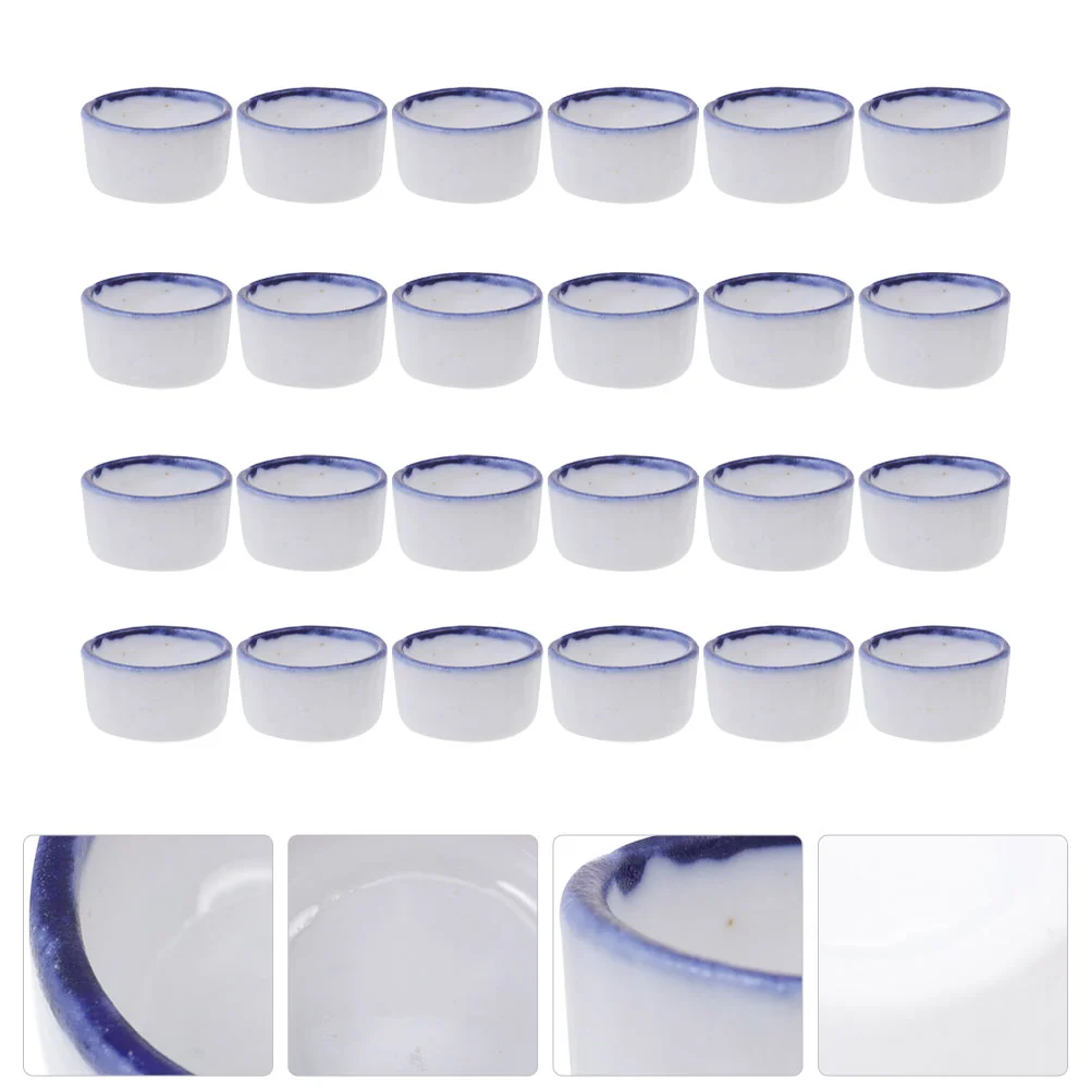 24 Pcs Water Trough Feeder Reptile Dish Ceramic Basin Bowl Crawler Feeding Sink Ceramics Food Mini Small