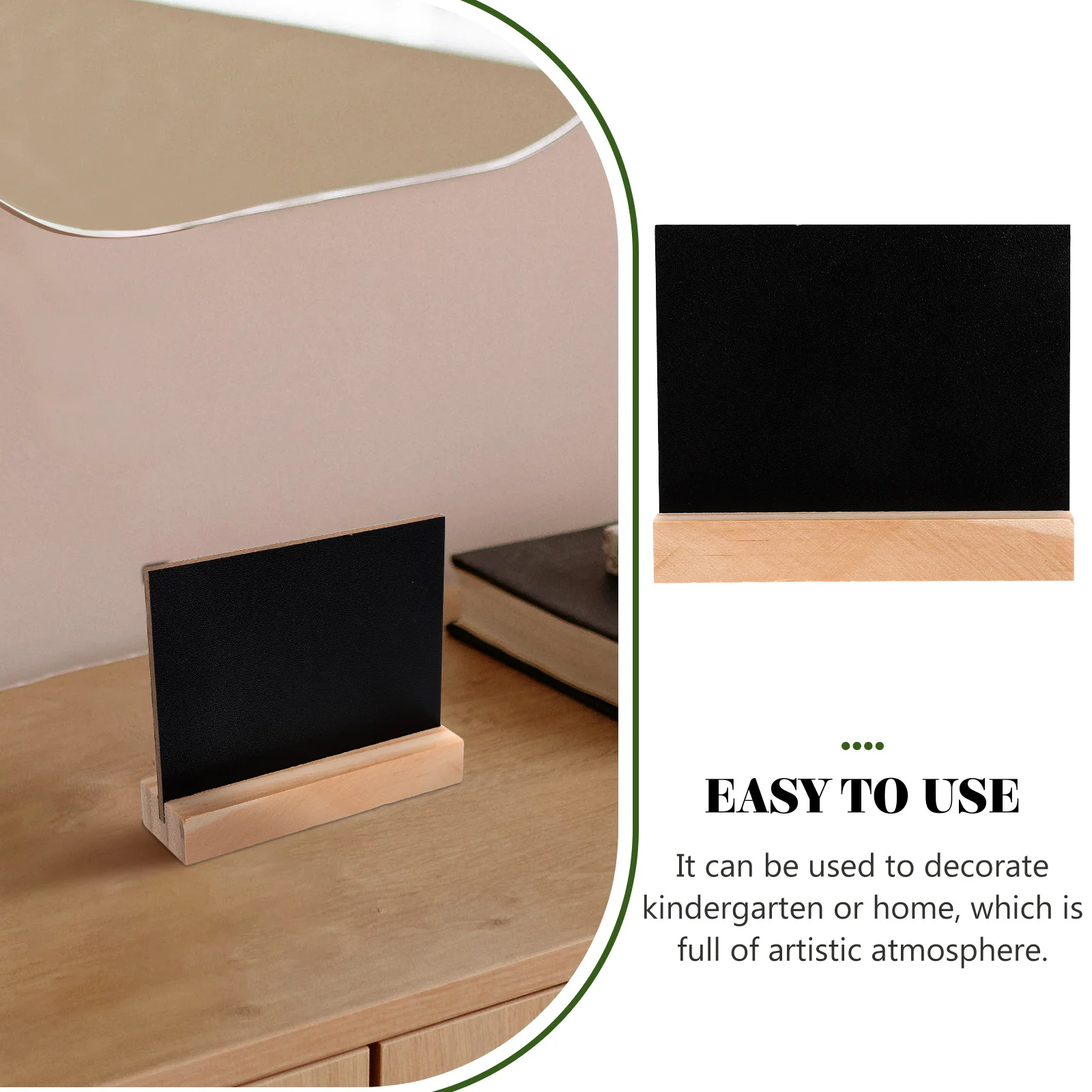 

10Pcs Double Sided Wooden Message Boards Chalkboards Creative Tabletop Memo Display for Home Kindergarten Restaurant