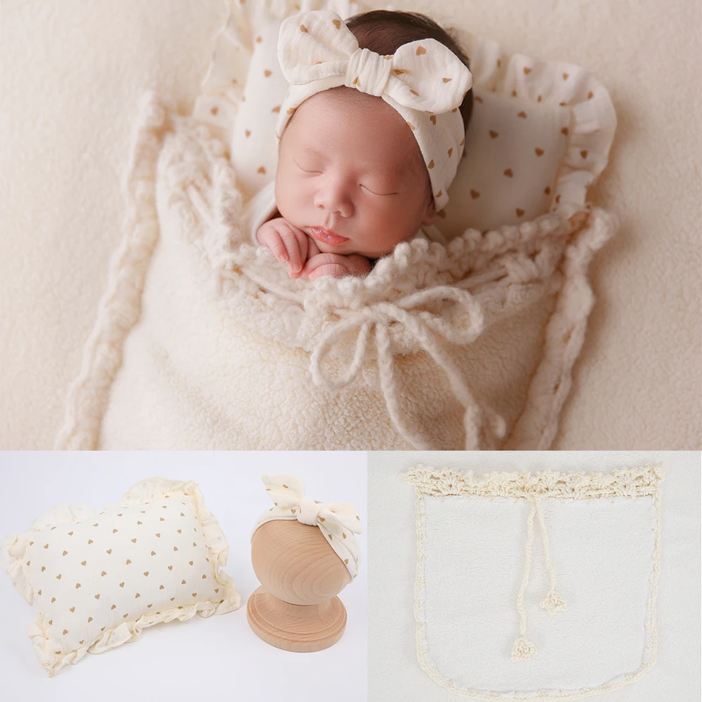 Cozy Baby Blanket with Pocket for Photography Props Cotton Newborn Fabric Backdrop for Beanbag Newborn Photo Blanket Accessories