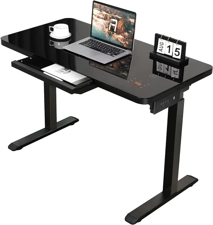 

Standing Desk With Tempered Glass Top 45 X 23 Inches Modern Height Adjustable Desk Adjustable Ergonomic Desk With Drawers