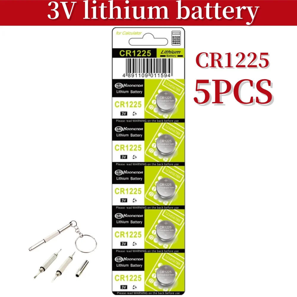 5pcs 3v Lithium Battery CR1225 Bulk Compatible with DL1225 BR1225 KL1225 L1225 ECR1225 KCR1225 for calculator Watch Car key