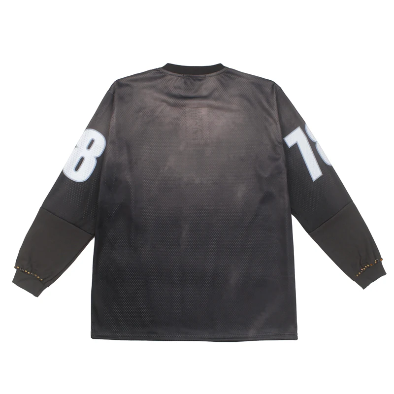 2026 New SATOSHI NAKAMOTO Men Women Oversized Long Sleeve Top Racing Jersey Mesh Letter Number Print Loose Top