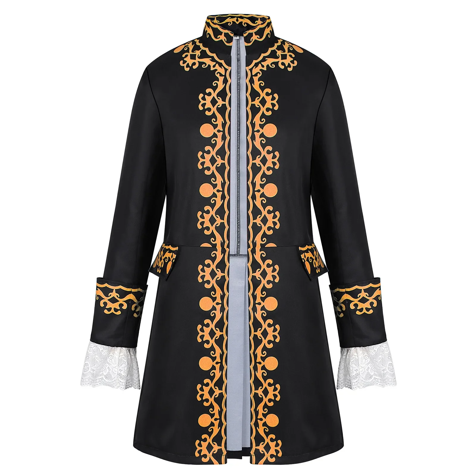 2025 New Men's Medieval Long Sleeve Lapel Jacket, Tuxedo Evening Long Coat,Burgundy Black Blue Available, European Size S-XXL
