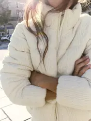 Women's Luxury Winter Wide-waisted Beige Wine Red Padded Coats Ladies Elegant High Quality Knitted Thicken Warm Jackets Parkas