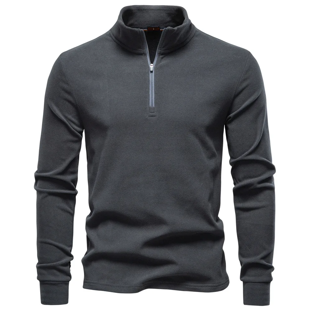 Sweat-shirt à manches longues pour hommes, col montant, demi-fermeture éclair, coque souple, respirant, chaud, pull décontracté, veste Streetwear, nouvelle collection 2025 ‌