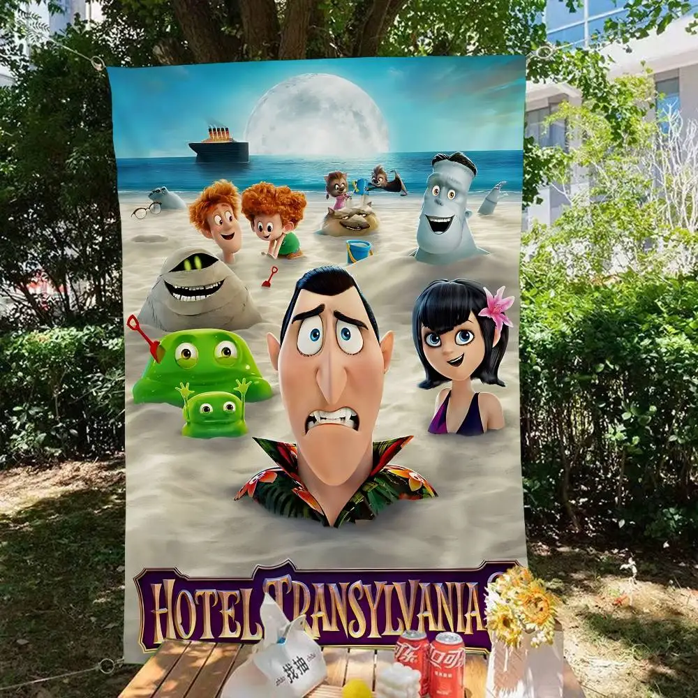 H-Hotel T-Transylvania Movie Banner Art Printing Japanese Wall Flag Anime Wall Hanging Home Decor