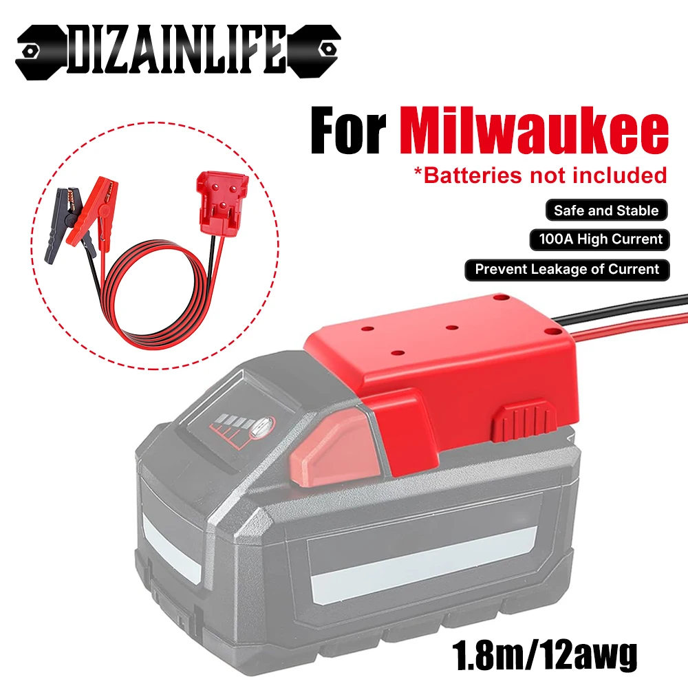 

Power Wheel Battery Adapter for Milwaukee M18 with 1.8M Jumper Cable Clamps Portable Car Battery Jumper Starter for Power Tool