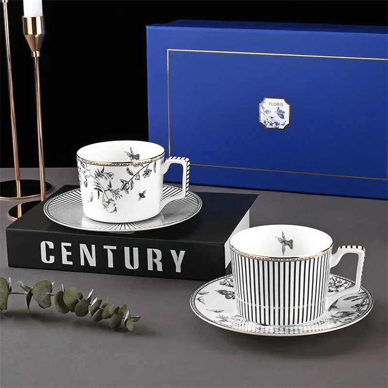 European Bone china Cup and Saucer set Ceramic Mug High-end Exquisite Afternoon Tea Set Teapot Dining Plate gift box