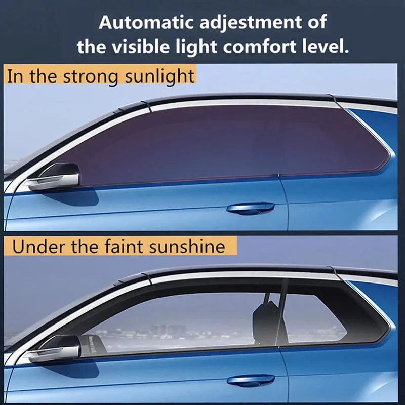 Car Window Solar Tint Photochromic Film Color Change Heat Rejection Anti UV For Any Car Front Rear Windshield Window Accessories