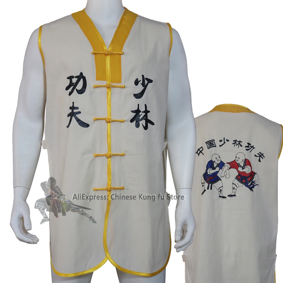 Classic Shaolin White Arhat Monk Kung fu Vest Wushu Martial arts Training Suit Tai Chi Uniforms check pictures and size chart