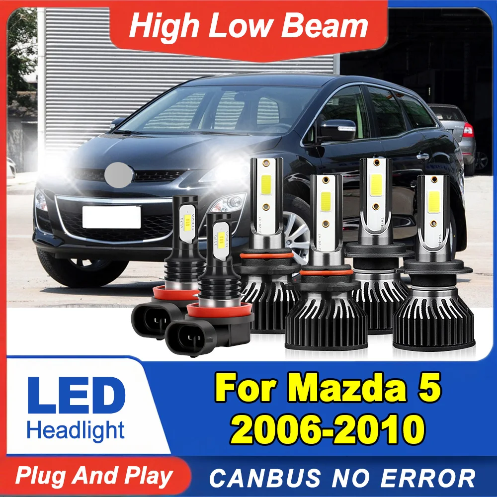 

Super White High Low Beam LED Headlights 40000LM 6000K Plug And Play Front Headlights 12V For Mazda 5 2006 2007 2008 2009 2010