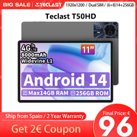 TECLAST tablet T50HD, 11 inch, (6GB + 8GB)Max.14GB RAM, ROM 256GB, network 4G, double SIM, Android 14, 8000mAh, fast charging, 1920x1200 IPS, UNISOC T606, 8 cores, Wifi