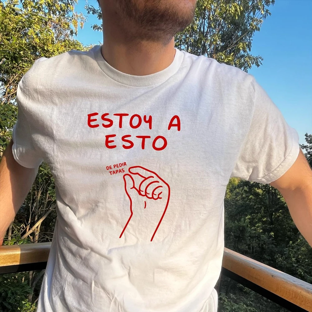 Funny Spanish Tapas Men Women Cotton Shirt: Minimalist Foodie Tee Summer Fashion Casual Outdoor Style Shirt Tops Men Clothing